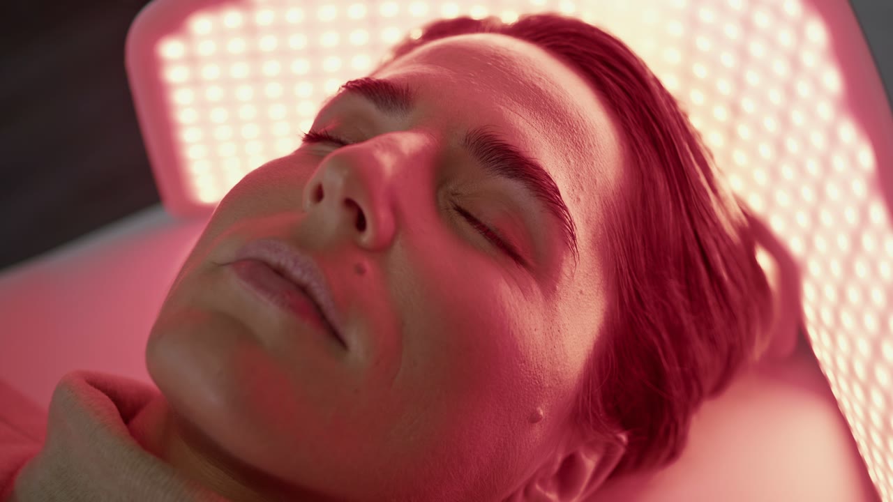 LED light therapy facial with red and blue light at Miami Blue Spa